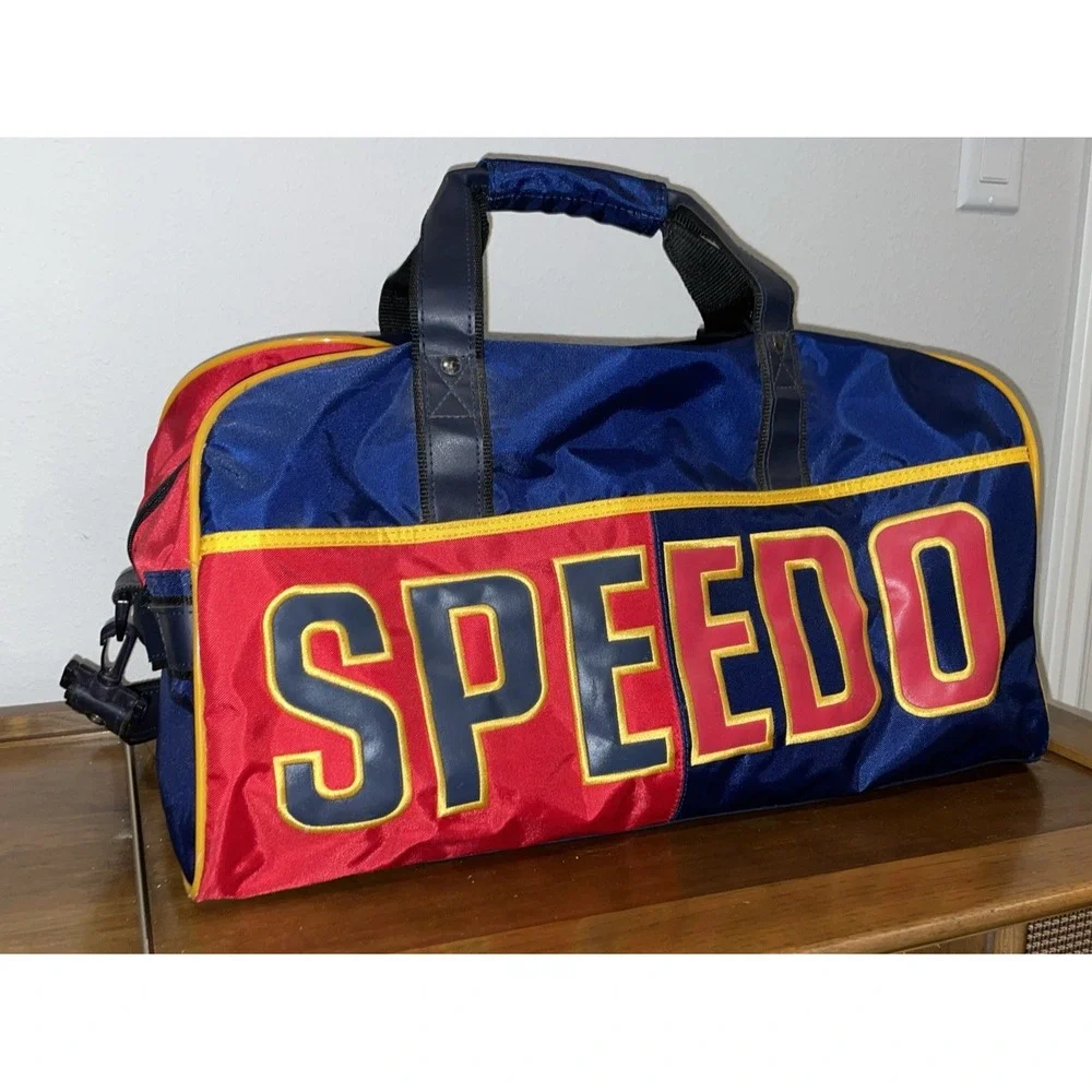 RARE! Vintage Speedo Duffle Bag, 1990s, Metal Feet, Colorful, Bold